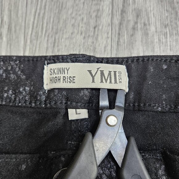 YMI Jeans Womens Large Black Skinny High Rise Snake Print Stretch Pants - Picture 5 of 12